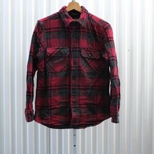 Outdoor Life Mens Size Small Red Gray Plaid Flannel Button Down Shirt